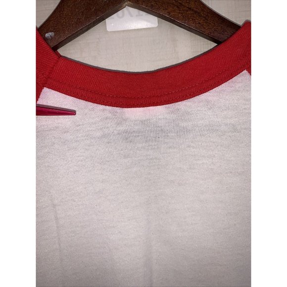 Vintage 80s Red White Alaska Ringer Style T Shirt Adult Medium USA Made-11701 - Picture 13 of 15